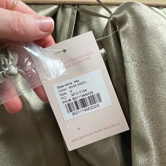 Birdy Grey Mia Shiny Satin Convertible Dress, Moss Green - Picture 6 of 6